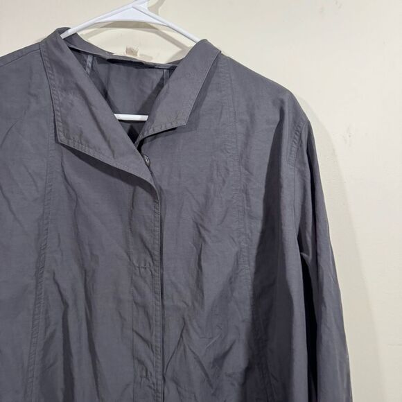 Eileen Fisher Charcoal Grey Tunic Length Rain Jacket - Picture 3 of 7